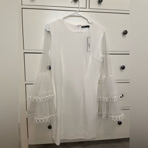 INA long sleeve white mini dress